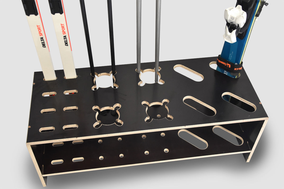 Kombinert Skistativ i tre for alpinski, langrennsski og staver