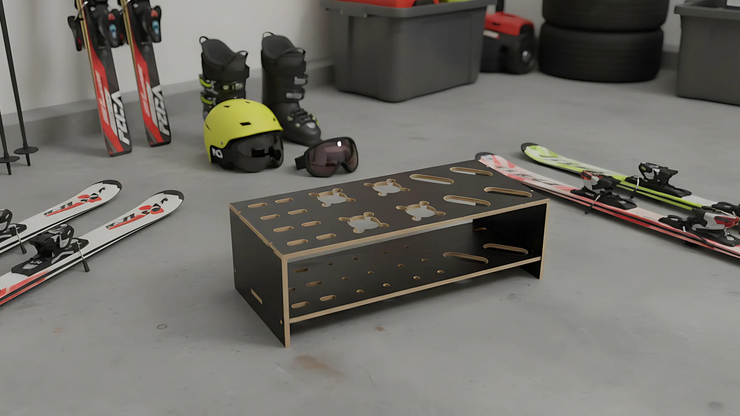 Kombinert Skistativ i tre for alpinski, langrennsski og staver