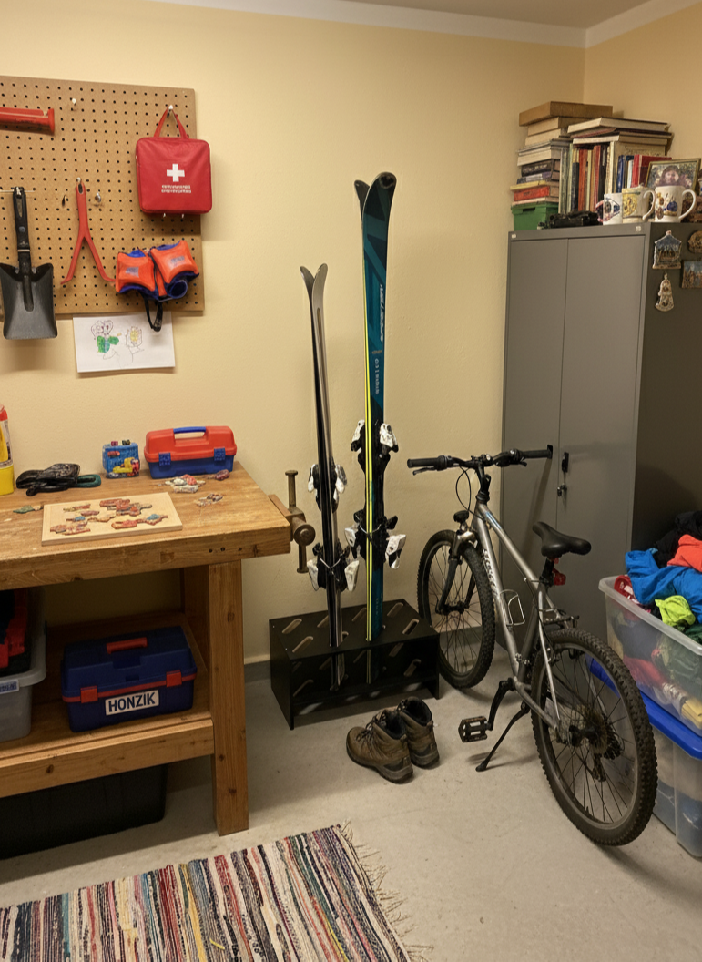 Skistativ i tre - 8 par, 61x33cm