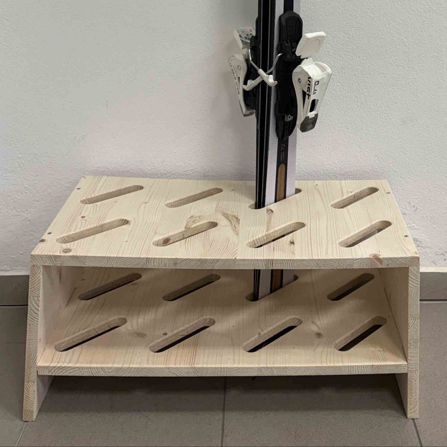 Skistativ i tre - 8 par, 61x33cm - Naturfarge