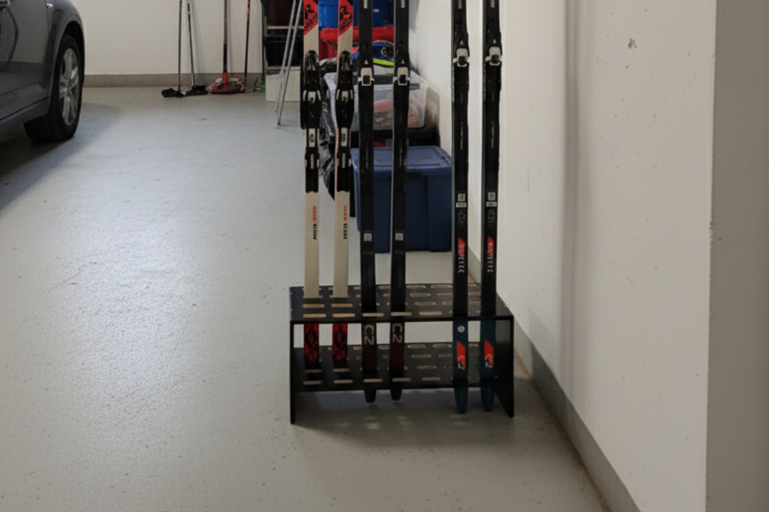 Skistativ i tre for 14 par langrennsski