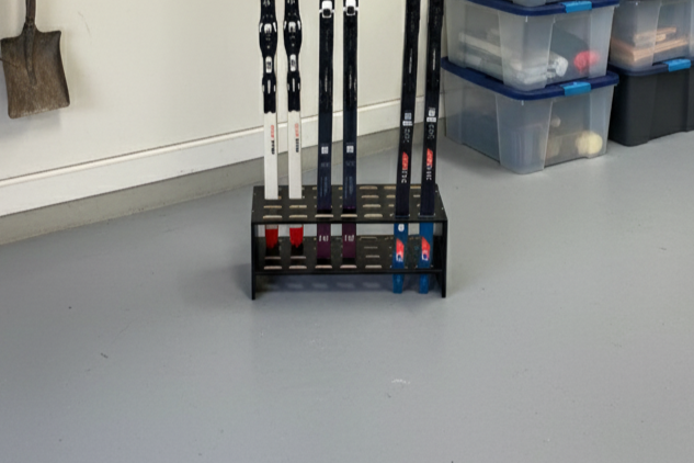 Skistativ i tre for 14 par langrennsski