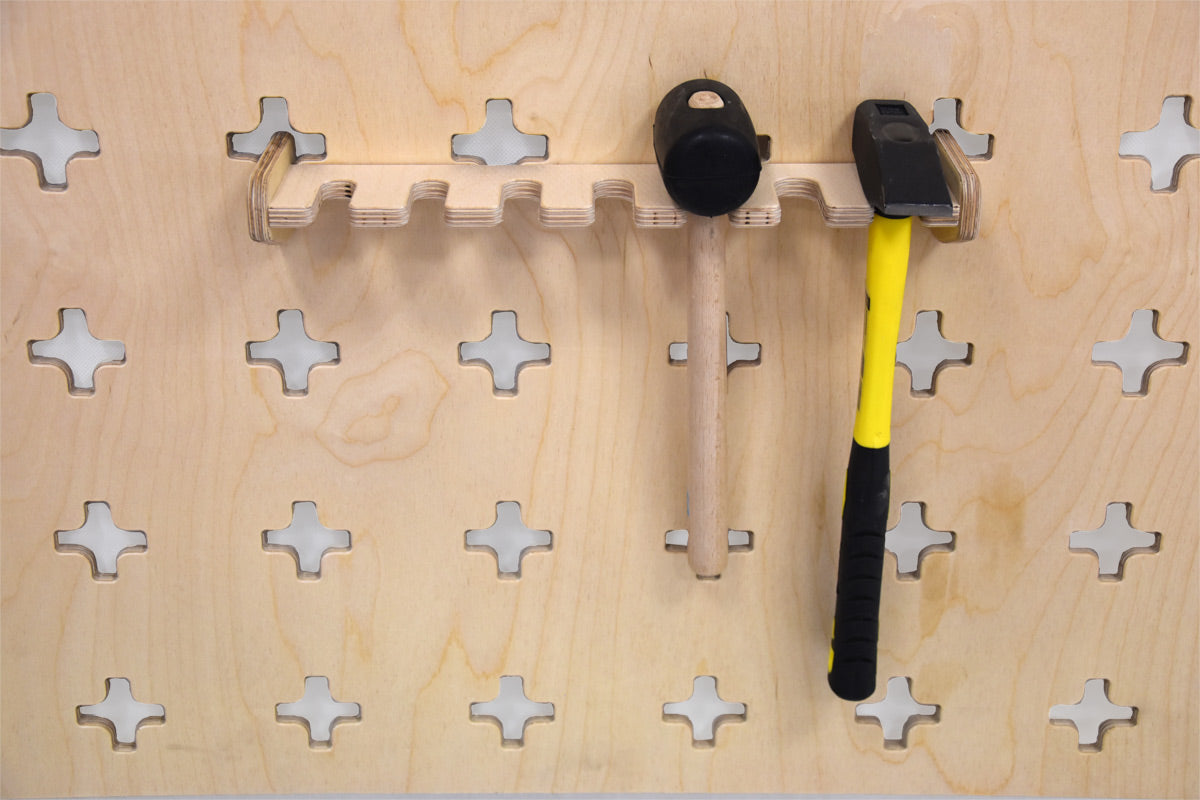 Wall-mounted holder for hammers and mallets, 7 pcs