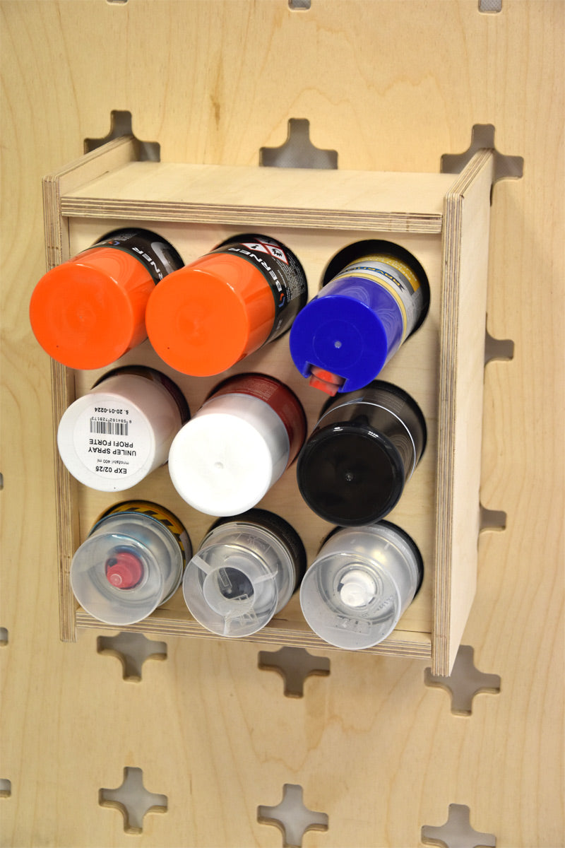 Hanging organizer for 9 spray cans